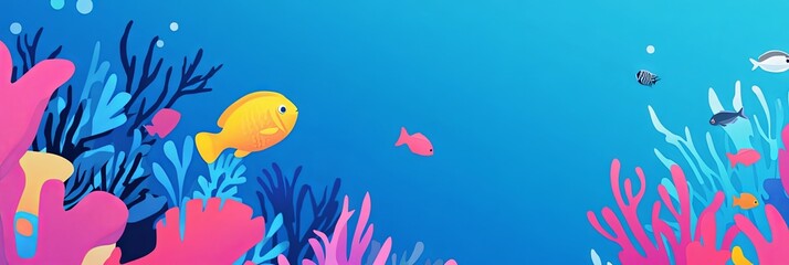 Obraz premium Vibrant Underwater Scene with Colorful Fish and Coral Reef