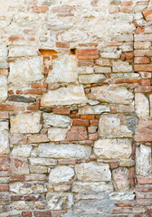 Muro di mattoni e pietre