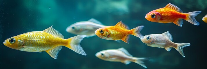 Naklejka premium Vibrant Goldfish Swimming in an Aquarium