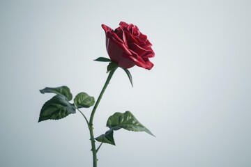 Red rose on white background repeated.