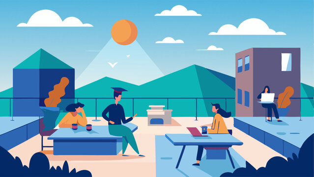The career centers rooftop terrace offering a quiet and scenic spot for students to relax and reflect on their career goals.