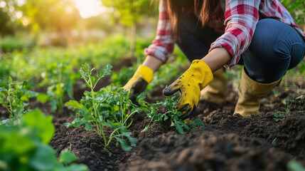 Fototapeta premium Person planting trees