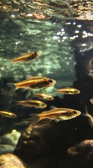 Close-up of Goldfish Swimming in an Aquarium