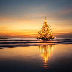 Festive Christmas Decorations and Glowing Lights in a Winter Wonderland