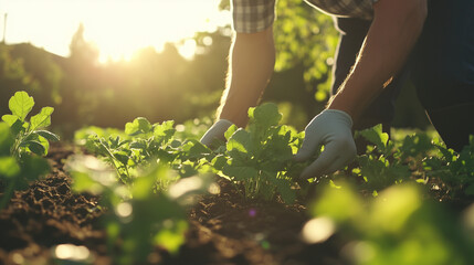 Fototapeta premium Person planting trees