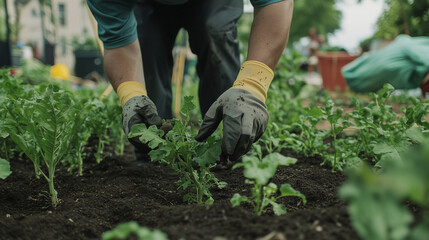 Fototapeta premium Person planting trees
