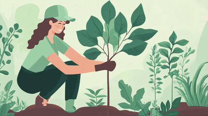 Person planting trees