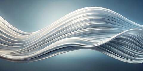 Obraz premium Abstract White Wave on Blue Background, 3D, Digital Art, Flowing