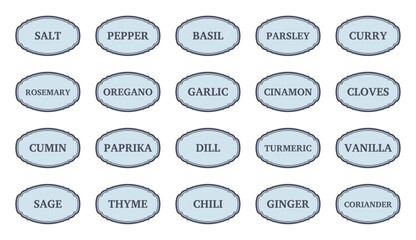 Classic or Traditional Seasoning Spice Blue Label Emblem Collection Set