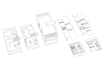 Architectural drawings 3d illustration 3d rendering