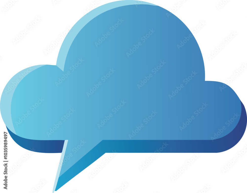 Poster blue speech bubble cloud for text input