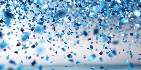 Blue Confetti Falling on a White Background, 3D Render, Digital Art, Celebration, Confetti, Party, Event