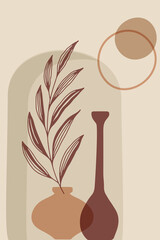 Creative minimalist hand draw Abstract art background. Modern aesthetic illustrations. Bohemian style Collection of contemporary artistic Design for wall decoration, postcard, poster, brochure