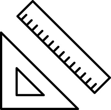 recommend clip art: Geometric set with ruler and triangle, black silhouette in vector style, commonly used for drawing, drafting, or measuring in mathematics and technical design.  
                    