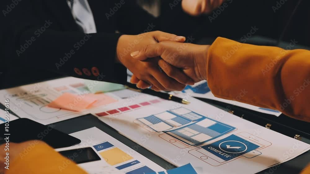 Wall mural designers drawing website ux app development. user experience concept.