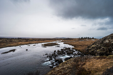 nature sceneries inside the thingvellir national park, iceland