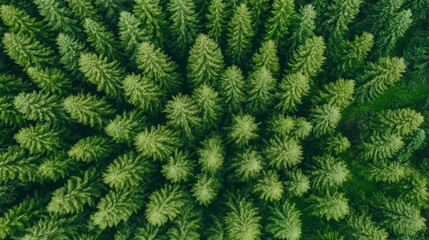 Aerial View of Dense Evergreen Forest