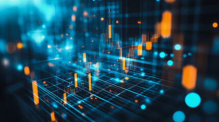 Abstract business smart city and charts and graphs with statistics to innovative analyze business potential and forecast future development of companies growth