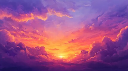 Vibrant sunset sky with purple and orange clouds evening scenery transparent background