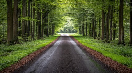 Obraz premium Road Through a Forest of Trees
