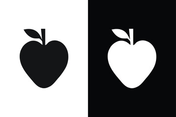 Apple vector silhouette icon on white back ground.