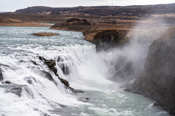 the Gulfoss waterfall inside the golden circle, Iceland