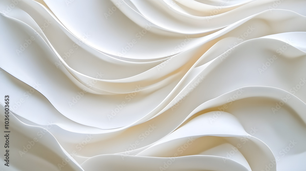 Poster the image is a white background with a series of white lines that resemble waves. the lines are curv