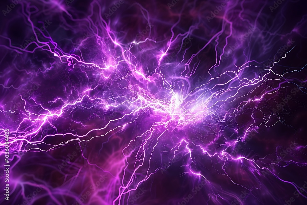 Poster purple lightning in the space, computer generated abstract background