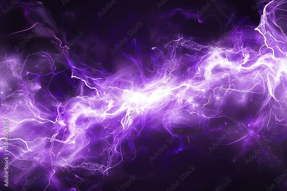 Poster purple lightning in the space, computer generated abstract background