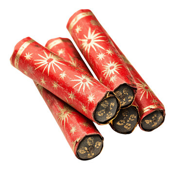 Traditional firecrackers, white isolate background