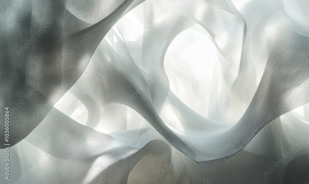 Poster translucent overlapping shapes create a soft and flowing texture in a serene and artistic display of