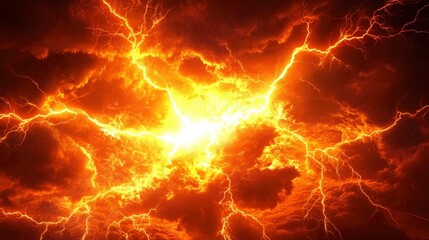Fiery Lightning Storm in the Sky