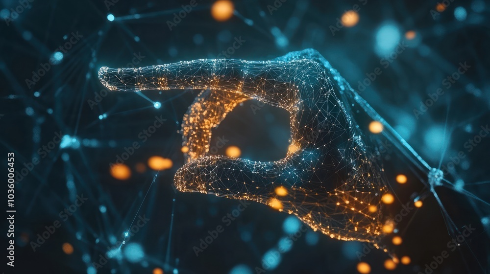 Aufkleber robot hand pressing on virtual digital screen big data connection technology ai machine learning ide