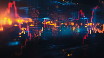 Obraz premium Abstract business smart city and charts and graphs with statistics to innovative analyze business potential and forecast future development of companies growth.