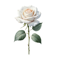 Vintage white rose with isolated background, Watercolor white rose with isolated background, Minimalist watercolor white rose with isolated background.