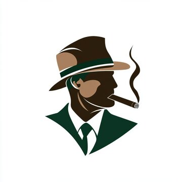 recommend clip art: silhouette of a man with a cigar in a hat