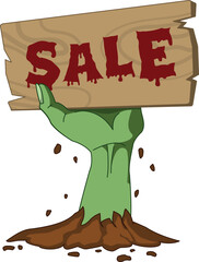 zombie hand and bloody sale table without background.eps