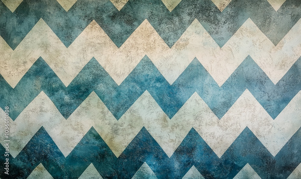 Poster soft chevron pattern in gentle blues and greens on textured fabric creating a calming backdrop for v