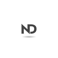 Initial Letter ND Logo Design With Shadow