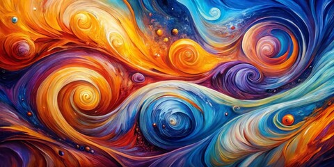 The Cosmic Dance of Colors, Digital Painting, Abstract, Swirls, Galaxies, Cosmos,