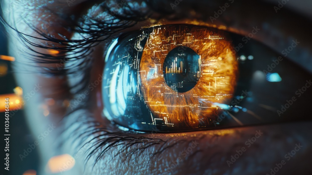 Aufkleber eye with high-tech interface, augmented reality elements