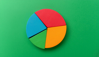 Top view pie chart with 5 segments, perfect for visual data representation and infographic use.