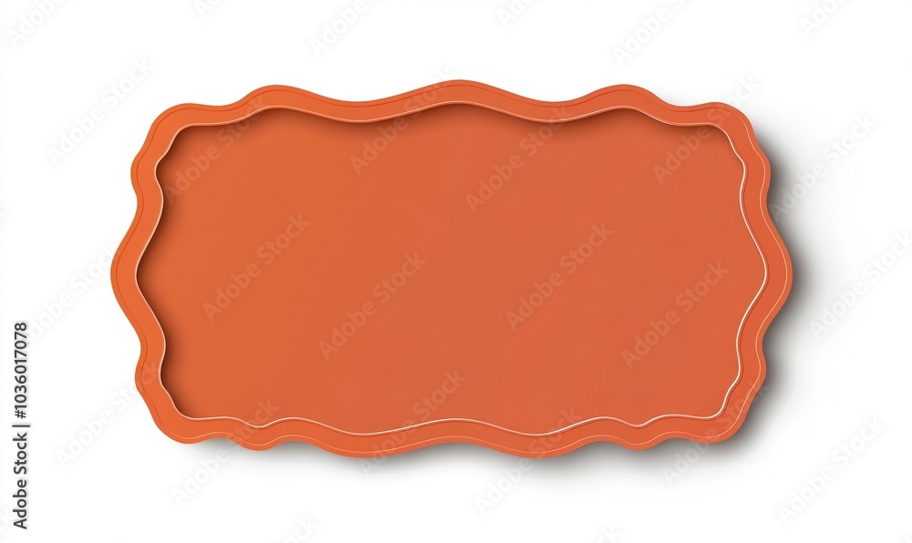 Poster rectangle shape with wavy edges. rectangular template of text box, tag or sticker with scalloped bor