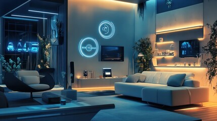 Futuristic Smart Home Setup at Tech Expo Showcasing Energy-Efficient Devices for Modern Living