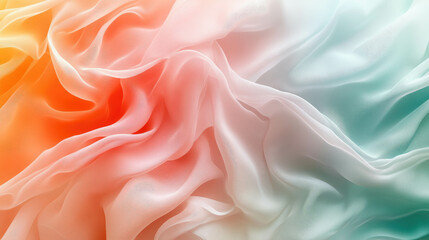 Obraz premium Soft Pastel Gradient Chiffon Fabric with Flowing Waves