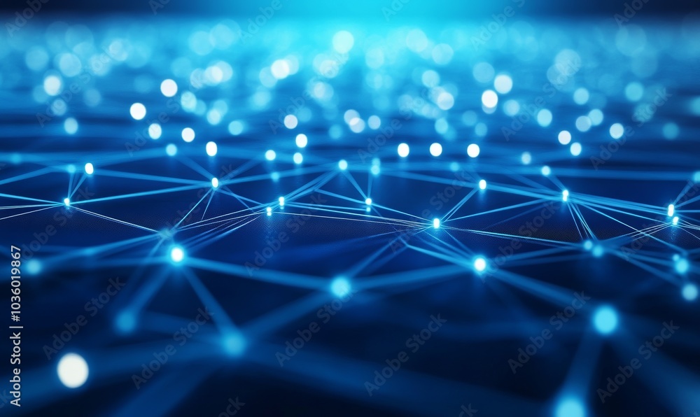 Poster sci-fi abstraction: blue background with network lines evoking futuristic vibes