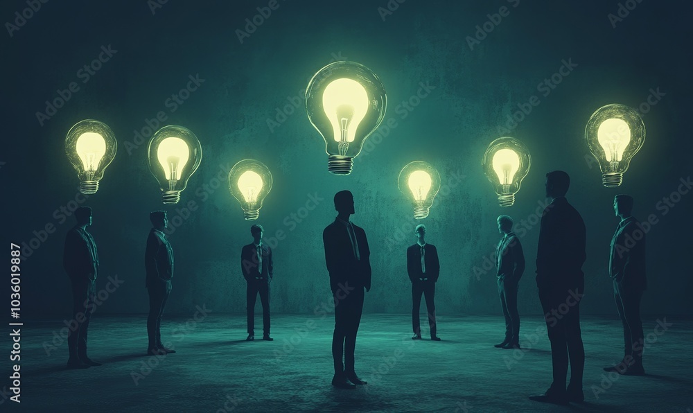 Poster problem analysis solution and project concept as surreal anonymous group of people with symbols inst