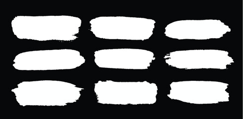 Brush strokes vector set. Black hand drawn text boxes. paintbrush set. Grunge lines vector illustrations elements.