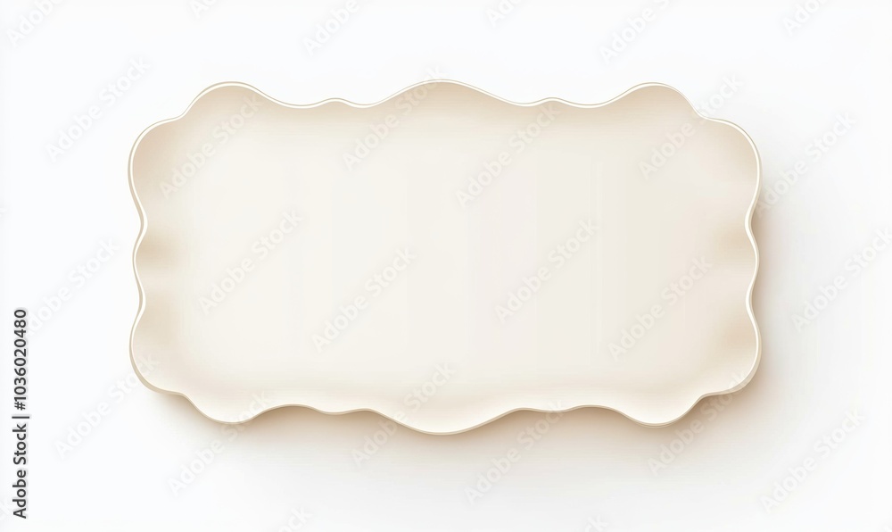 Poster rectangle shape with wavy edges. rectangular template of text box, tag or sticker with scalloped bor