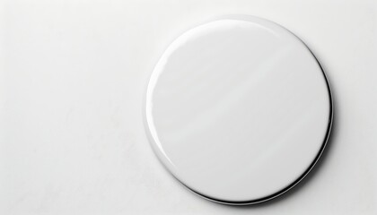 White blank badge. Glossy round button. Pin badge
